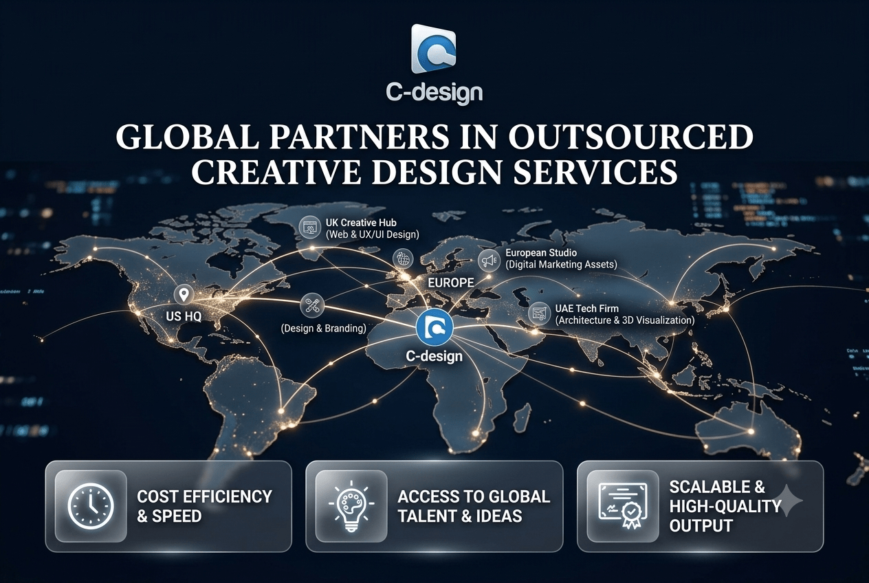 Why Companies Across the USA, UK, Europe, and UAE Outsource Creative Works to C-Design